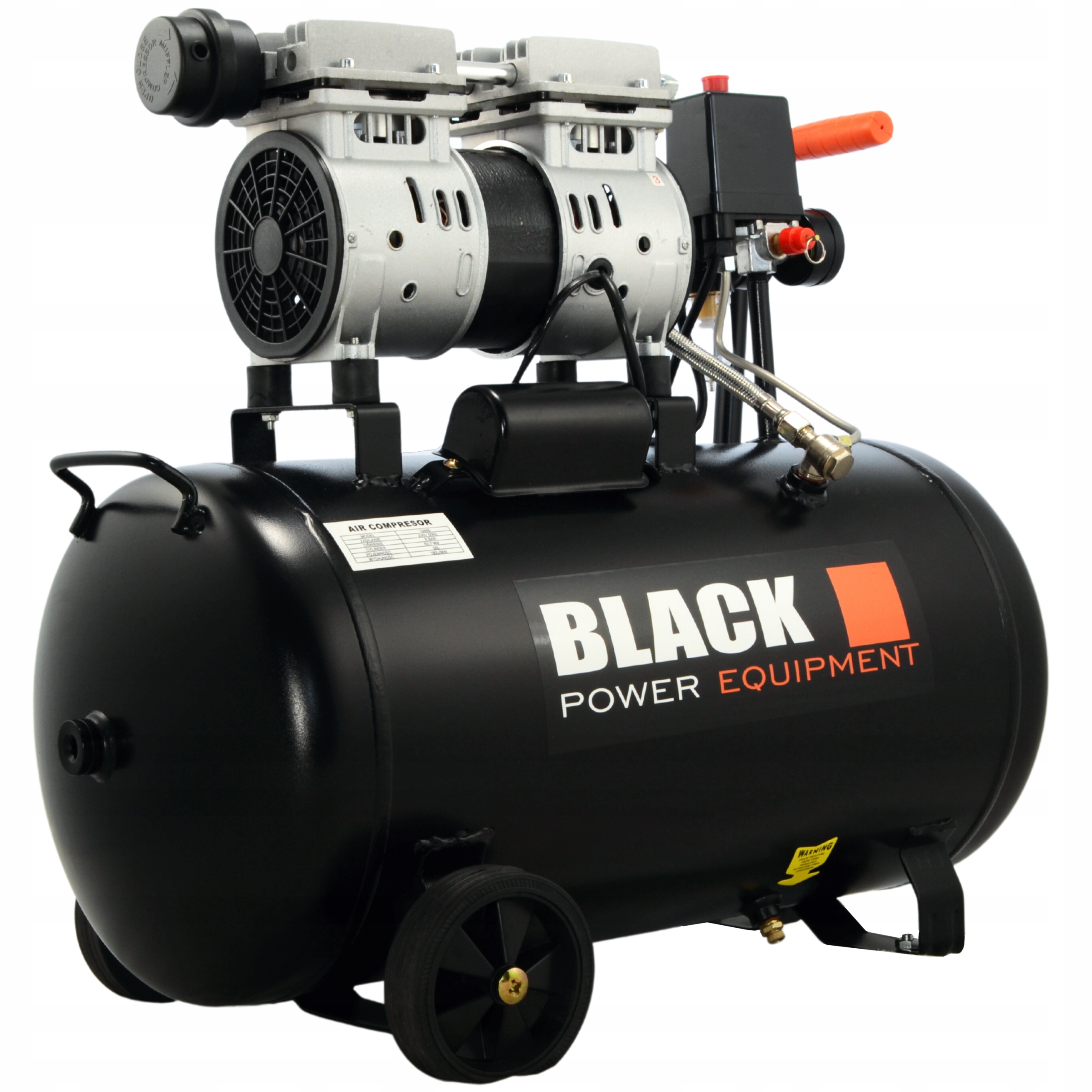 KOMPRESOR BEZOLEJOWY 50L SPRĘŻARKA DWUTŁOKOWA 8 BAR SEPARATOR BLACK Marka Black