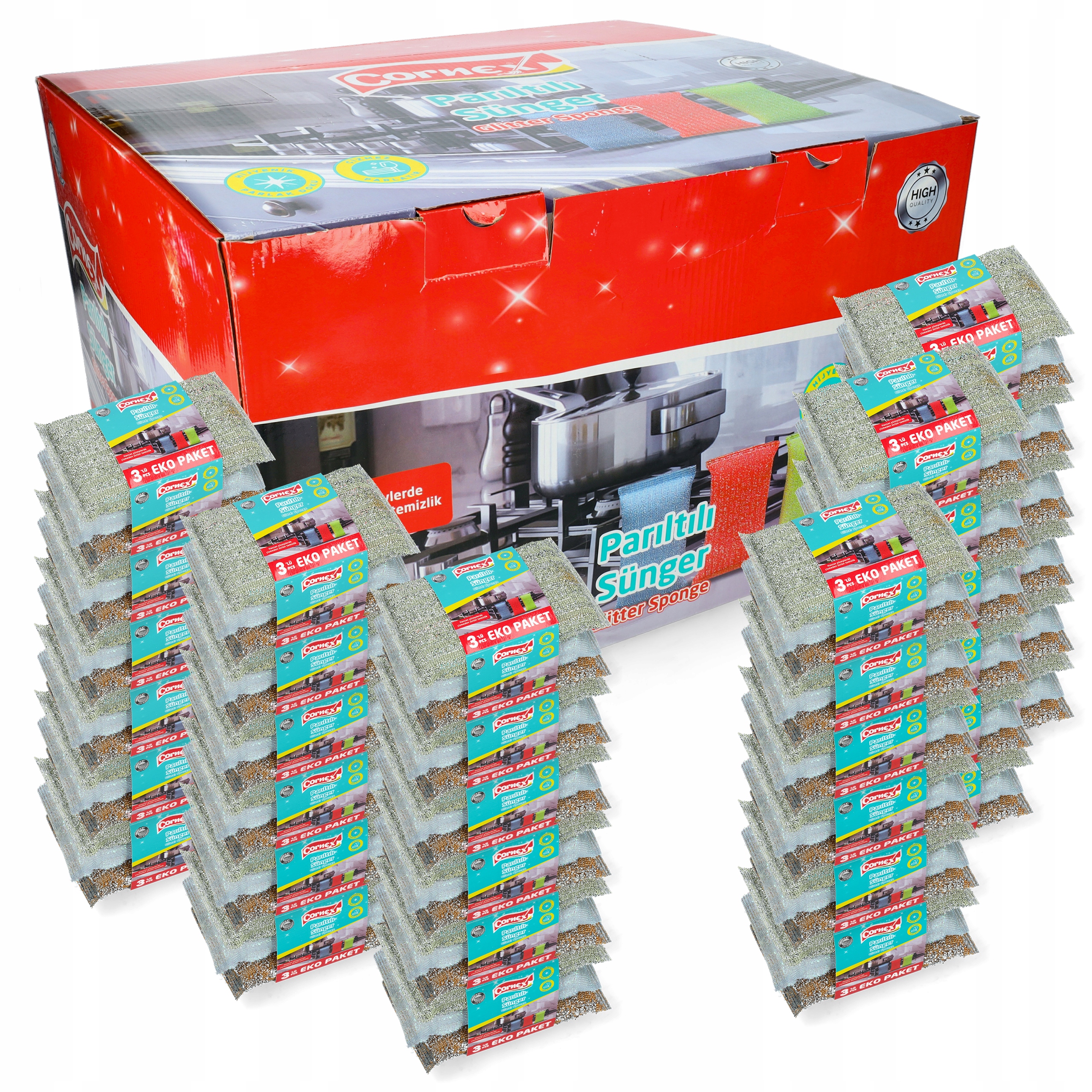 Levně Houbičky na mytí nádobí a čištění povrchů Typ Glitter Myčka 36 Kusů