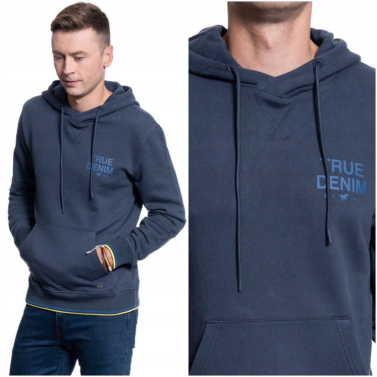 Pánská mikina nerozepínací Mustang Bennet H Hood Print M