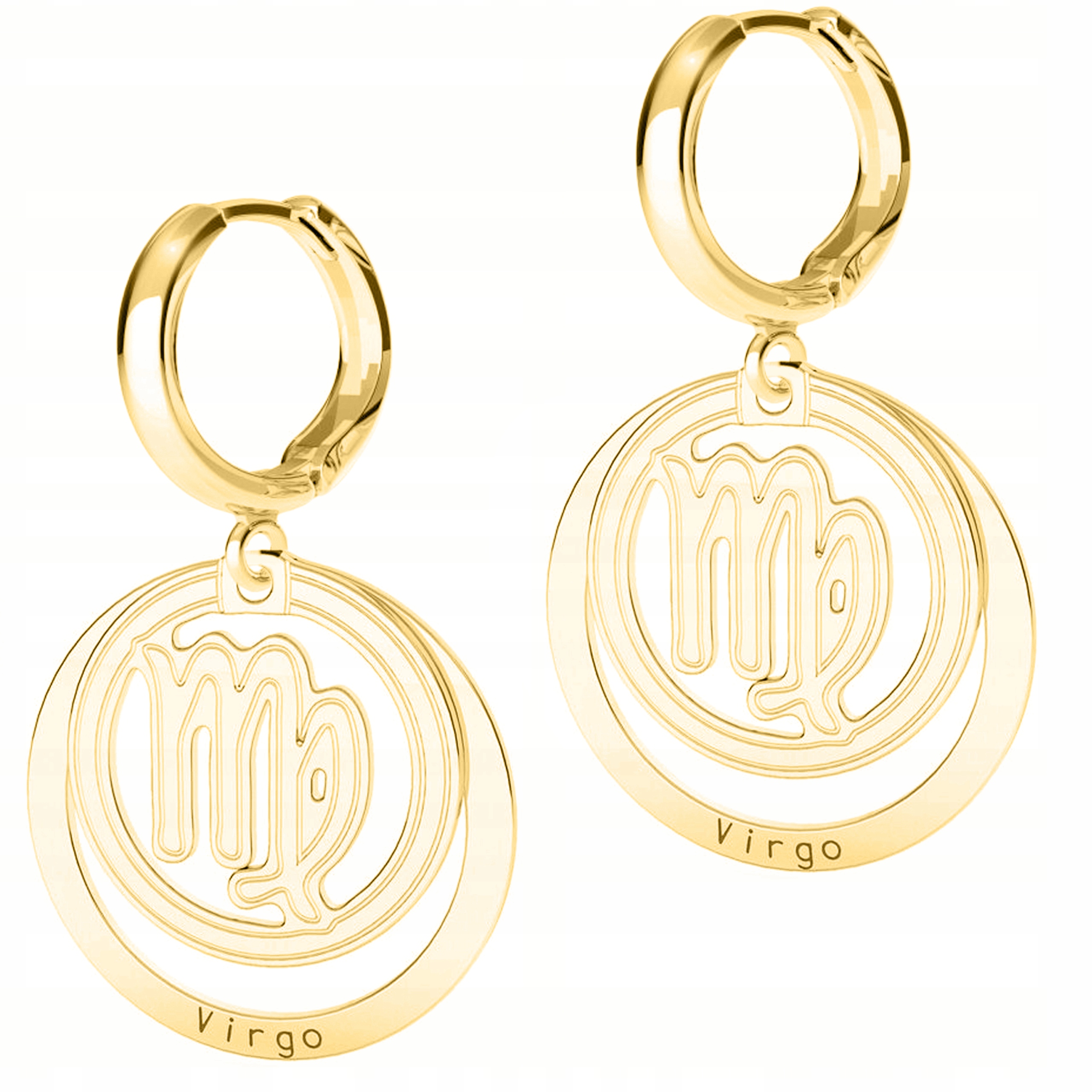 Zlaté Náušnice se znamením zvěrokruhu Panna Virgo Zodiac Panny Stříbro 925