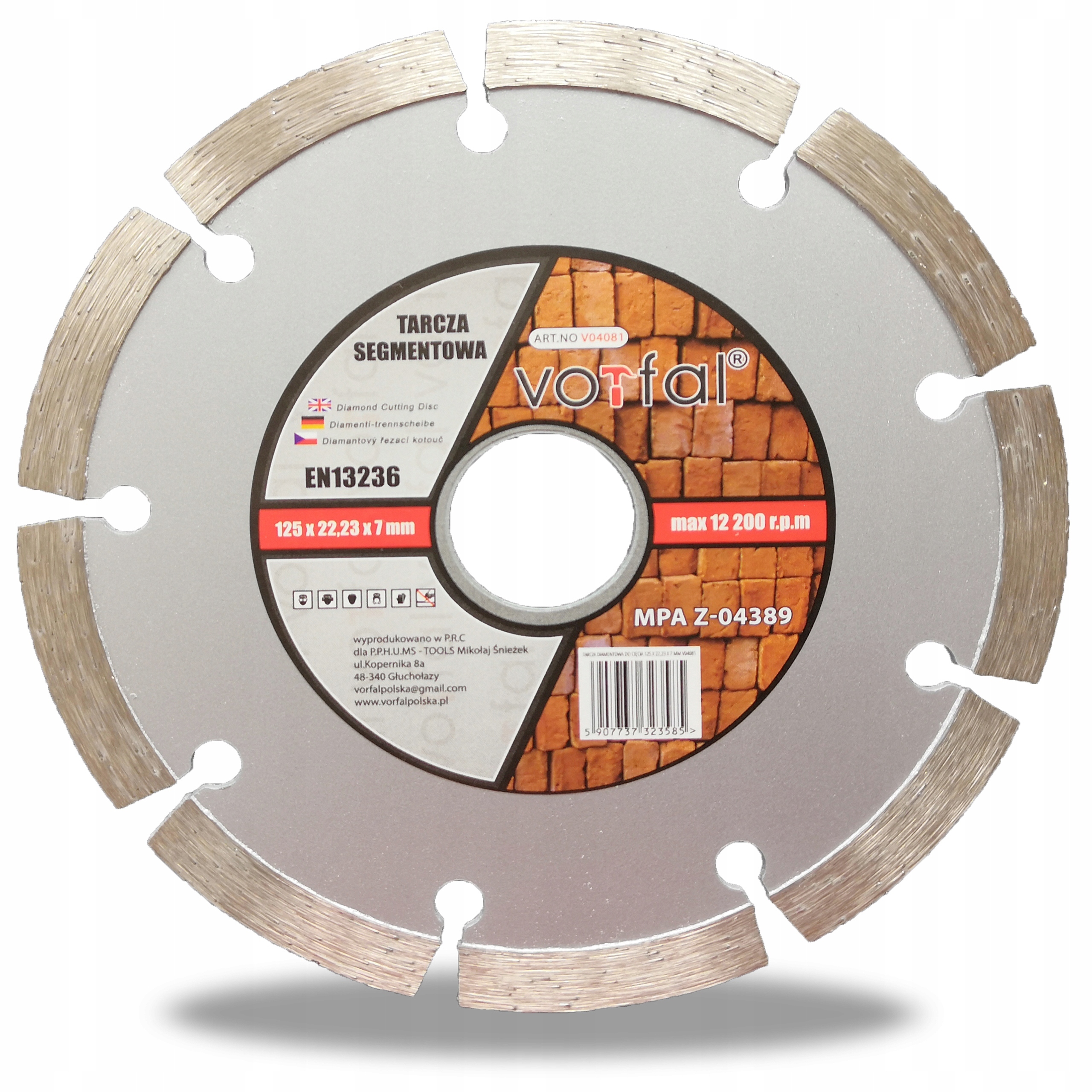 TARCZA DIAMENTOWA SEGMENT BETONU KOSTKI 125 MM