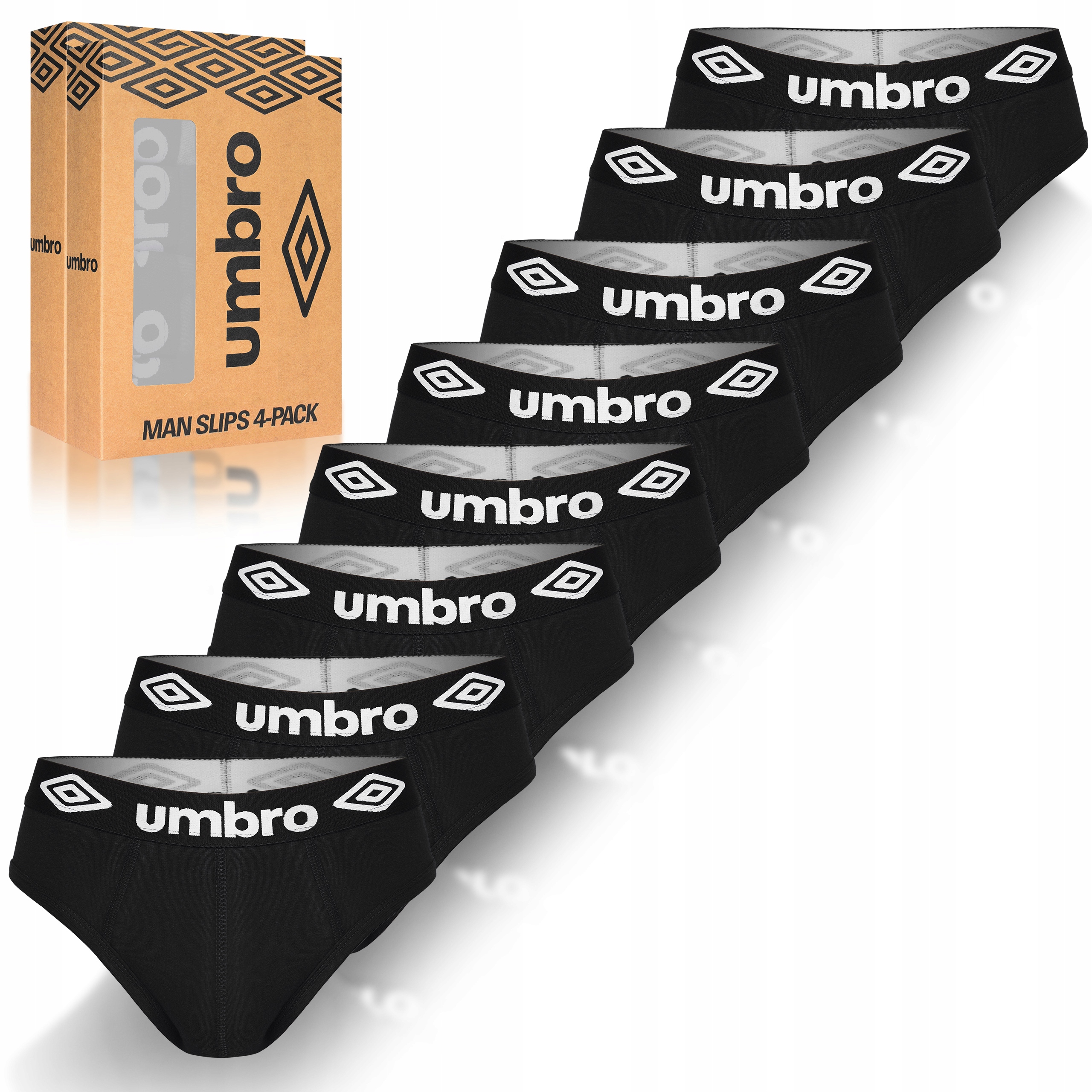 Umbro Slipy Majtki Męskie Bawełniane Zestaw 8 sztuk Rozmiar XL