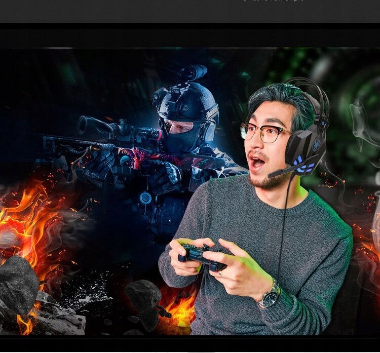 SŁUCHAWKI DLA GRACZY GAMINGOWE LED MIKROFON +COMBO Model COBRA PRO OUTBREAK