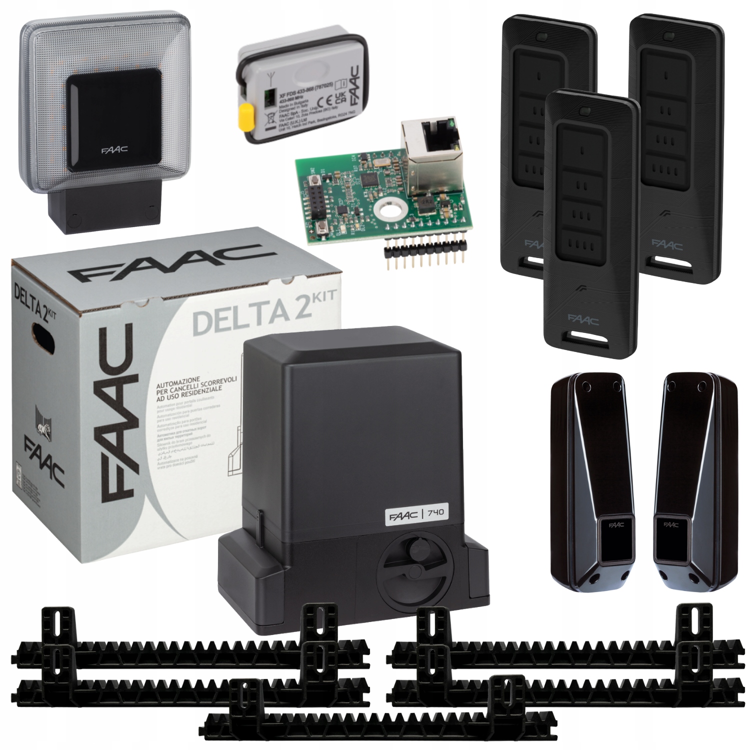 Faac DELTA2+ Smart WiFi Xwbl+ Lampa+ Listwa+ Pilot 3szt napęd bramy