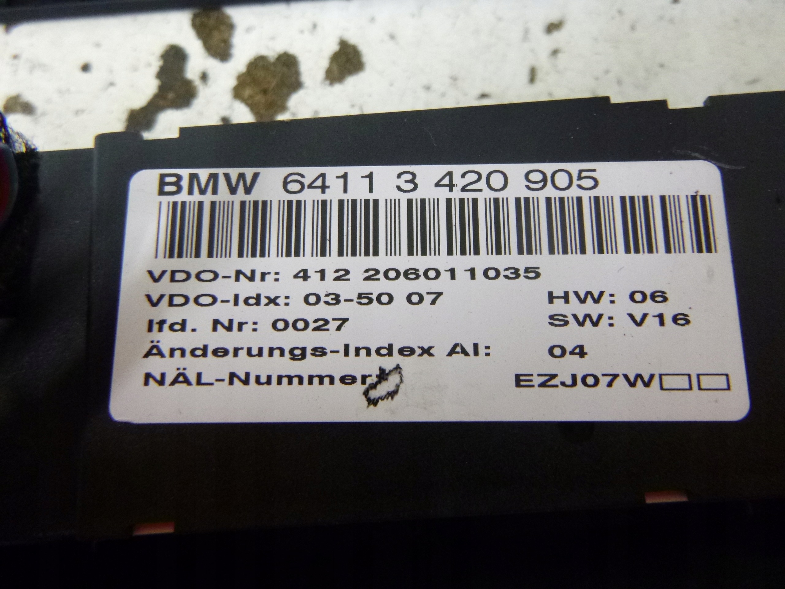 Unite commande clima Bouches buses BMW X3 E83 Lift 2008r. 64113420905