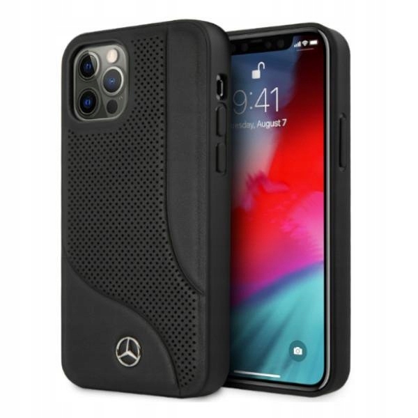 Etui Mercedes Leather Perforated Area na iPhone 12 Pro Max czarne Mercedes