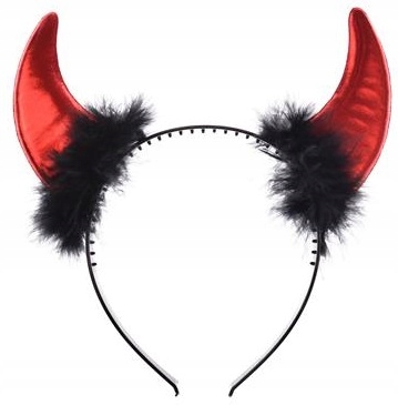 OPASKA ROGI DIABŁA METALICZNE CZERWONE WIECZÓR PANIEŃSKI DIABEŁ PARTY
