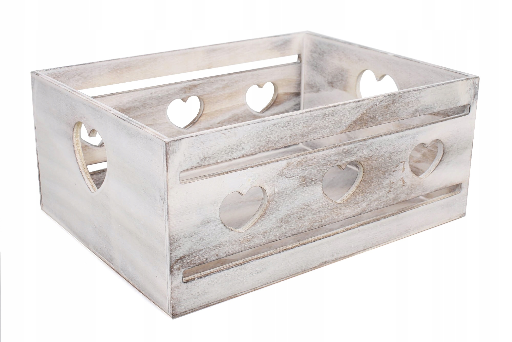 PROSTOKĄTNA DREWNIANA SKRZYNKA SERCA 29x22x12 cm