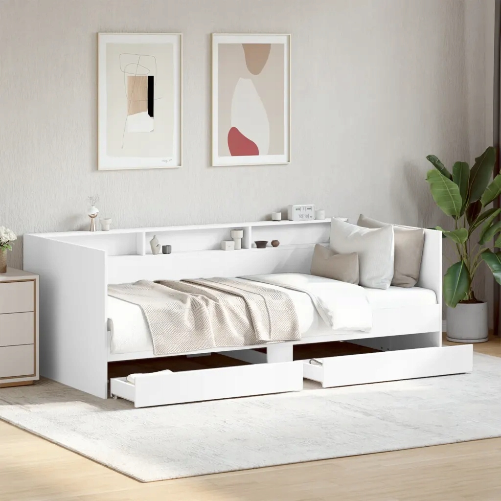 Válenda se zásuvkami bez matrace bílá 90 x 190 cm Bílá 3280853