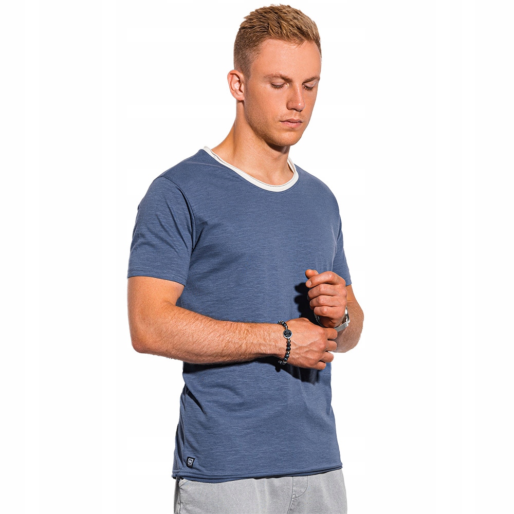 

T-shirt męski bawełniany S1385 ciemnoniebieski M