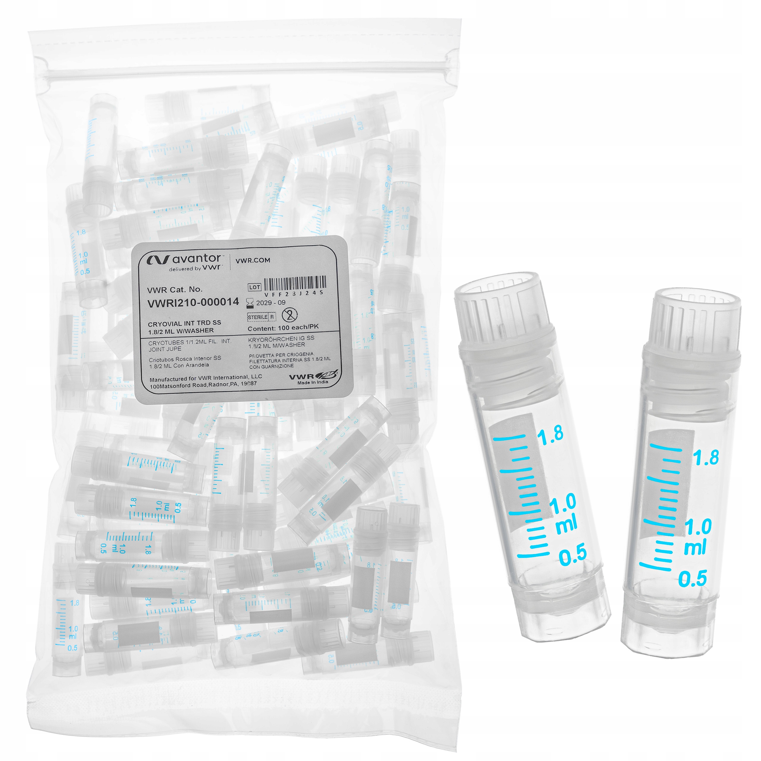 Sterylna krioprobówka fiolka wialka 1,8/2 ml samo stojąca 12,4 x 48,9 mm