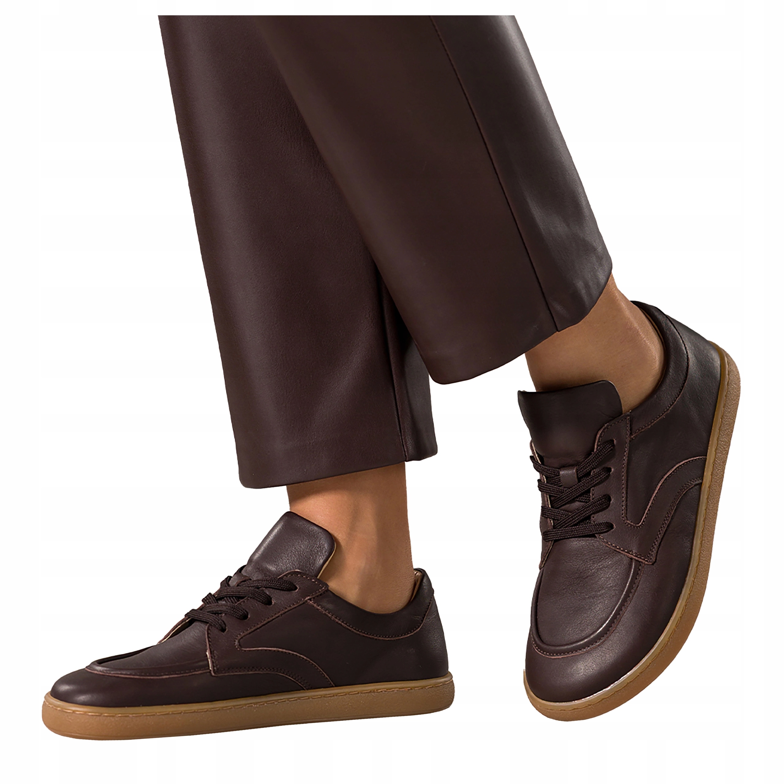 Čokoládové Polobotky Barefoot Dámské Kožené Polské Elastické Modne r 41