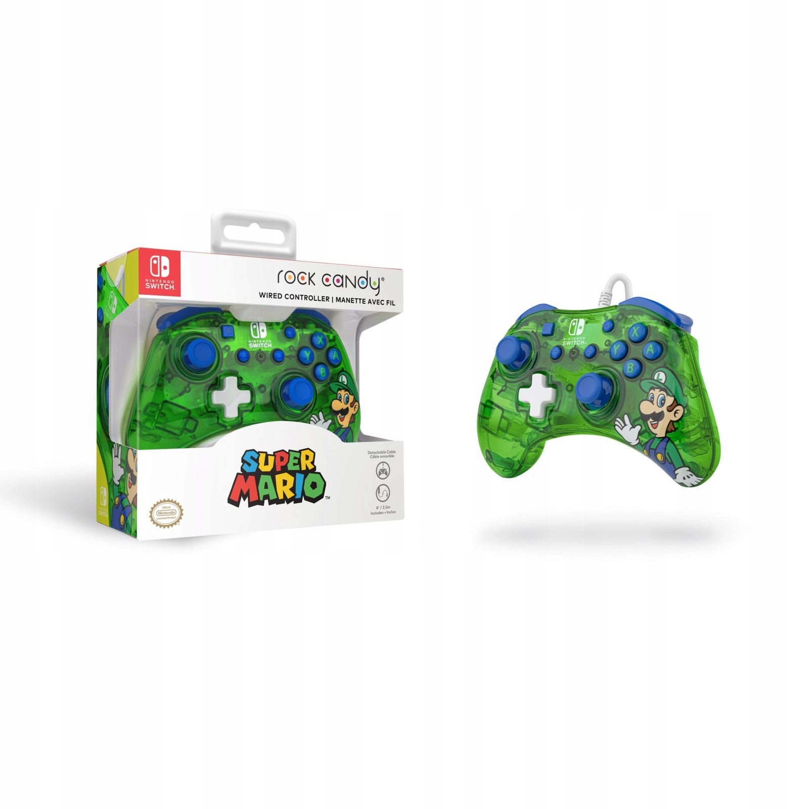 Rock Candy Wired Controller Luigi Nintendo Switch