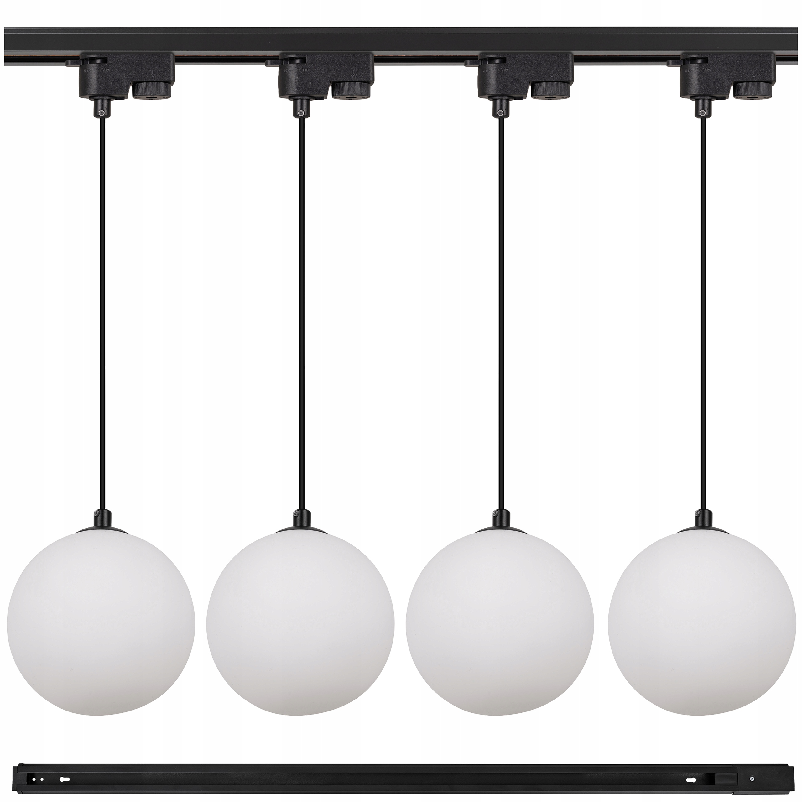 Koľajnicové osvetlenie Lišta 1 m 4x Závesné svietidlo biela guľa Led lampa IP20