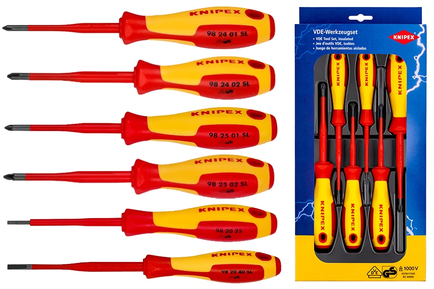 Sada 6 elektrických šroubováků Knipex Ph Pz Sl Vde 1000V profi kpl Najder