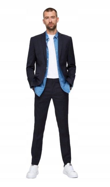 Selected Homme Modré Elegantní Kalhoty S Jednoduchou Vlnou 28 N1E