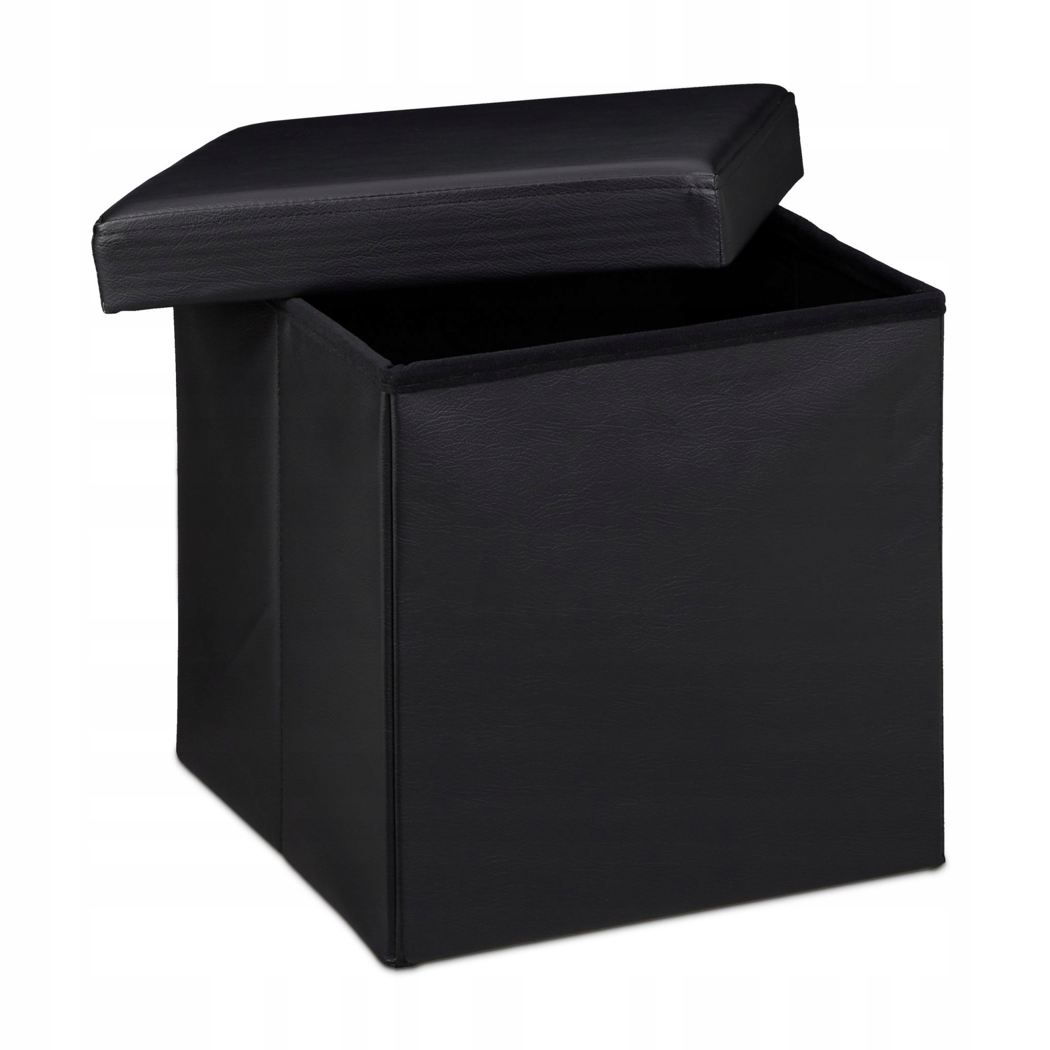 

Puf Składany czarny Eko Skóra Stołek Siedzisko