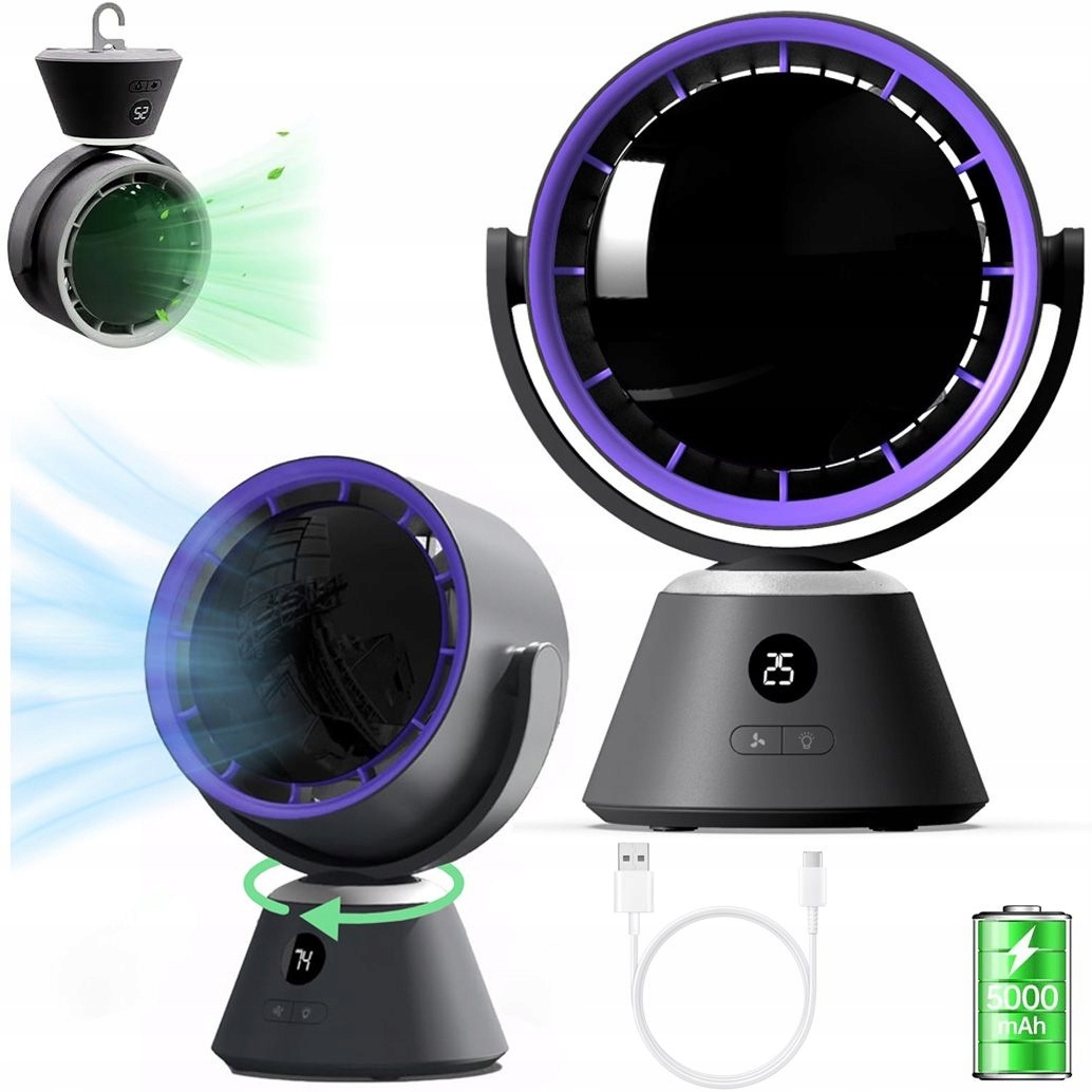 Ventilátor Bezdrátový stojící závěsný ventilátor Oscilační výkonný Lampička