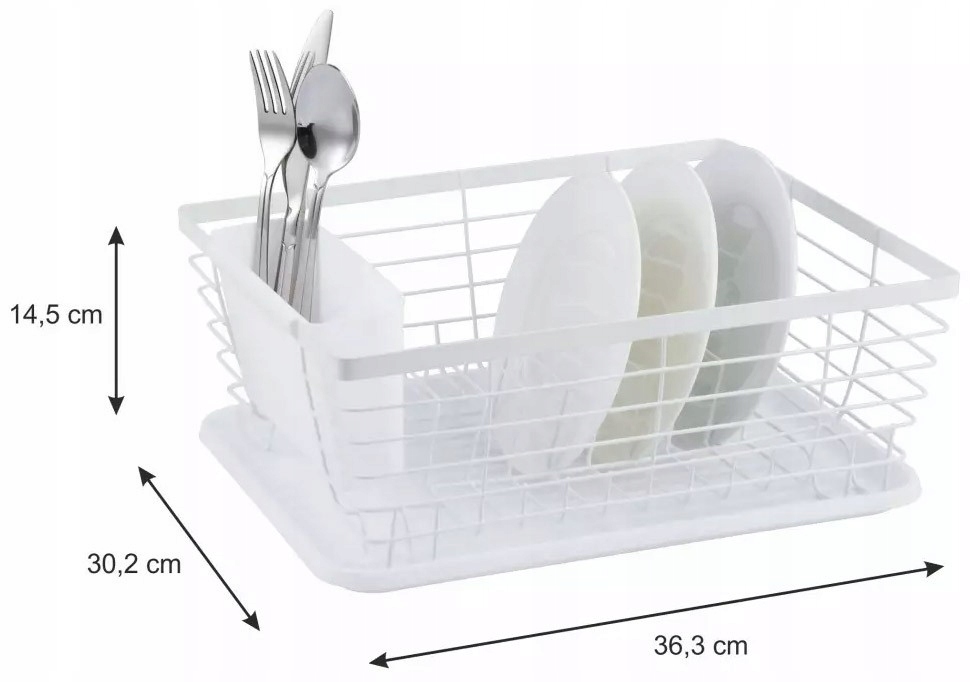 SUSZARKA DO NACZYŃ TALERZY OCIEKACZ SZTUĆCE TACA Kolor biały