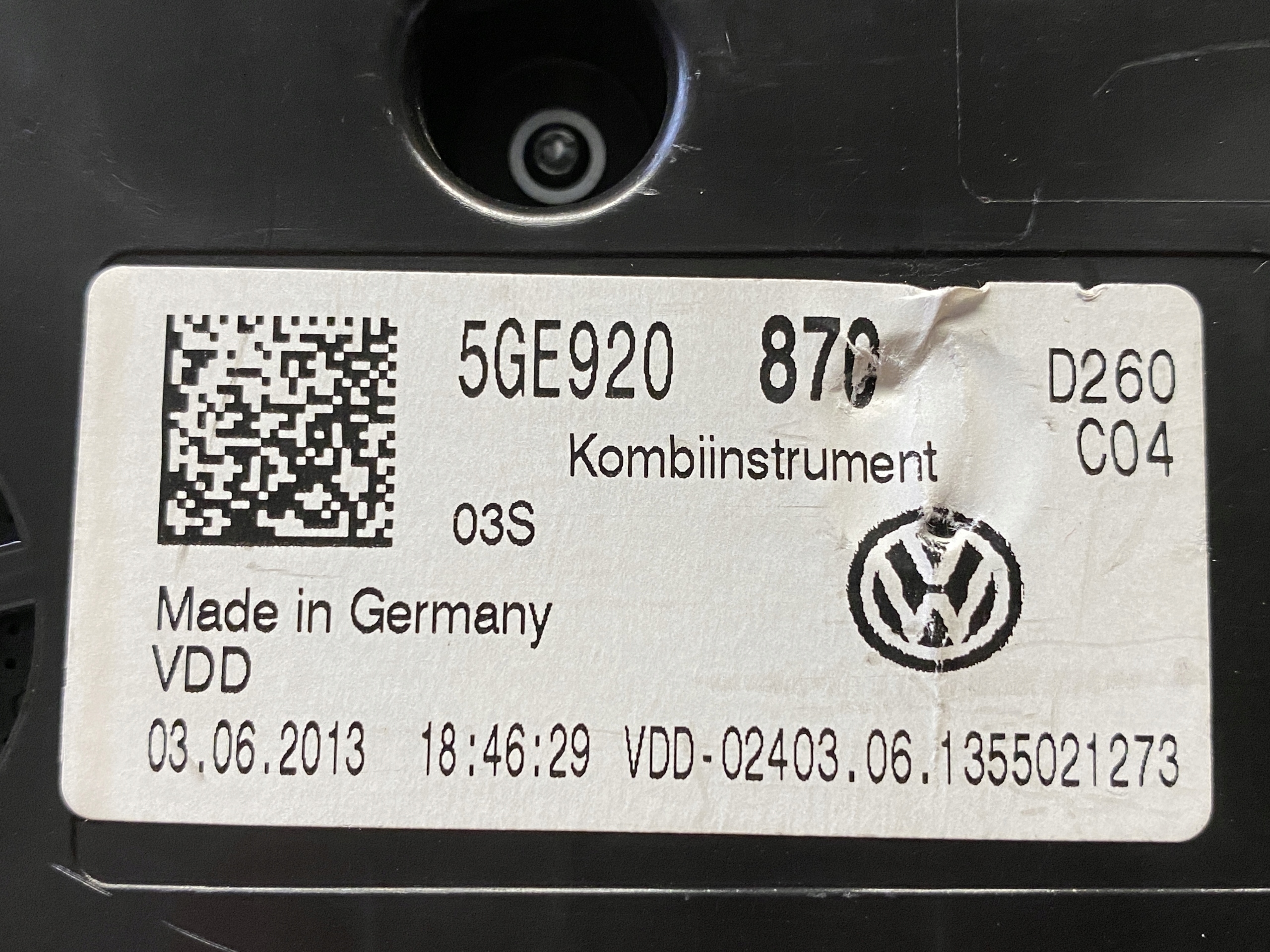 VW GOLF 7 VII dials dials 5GE920870