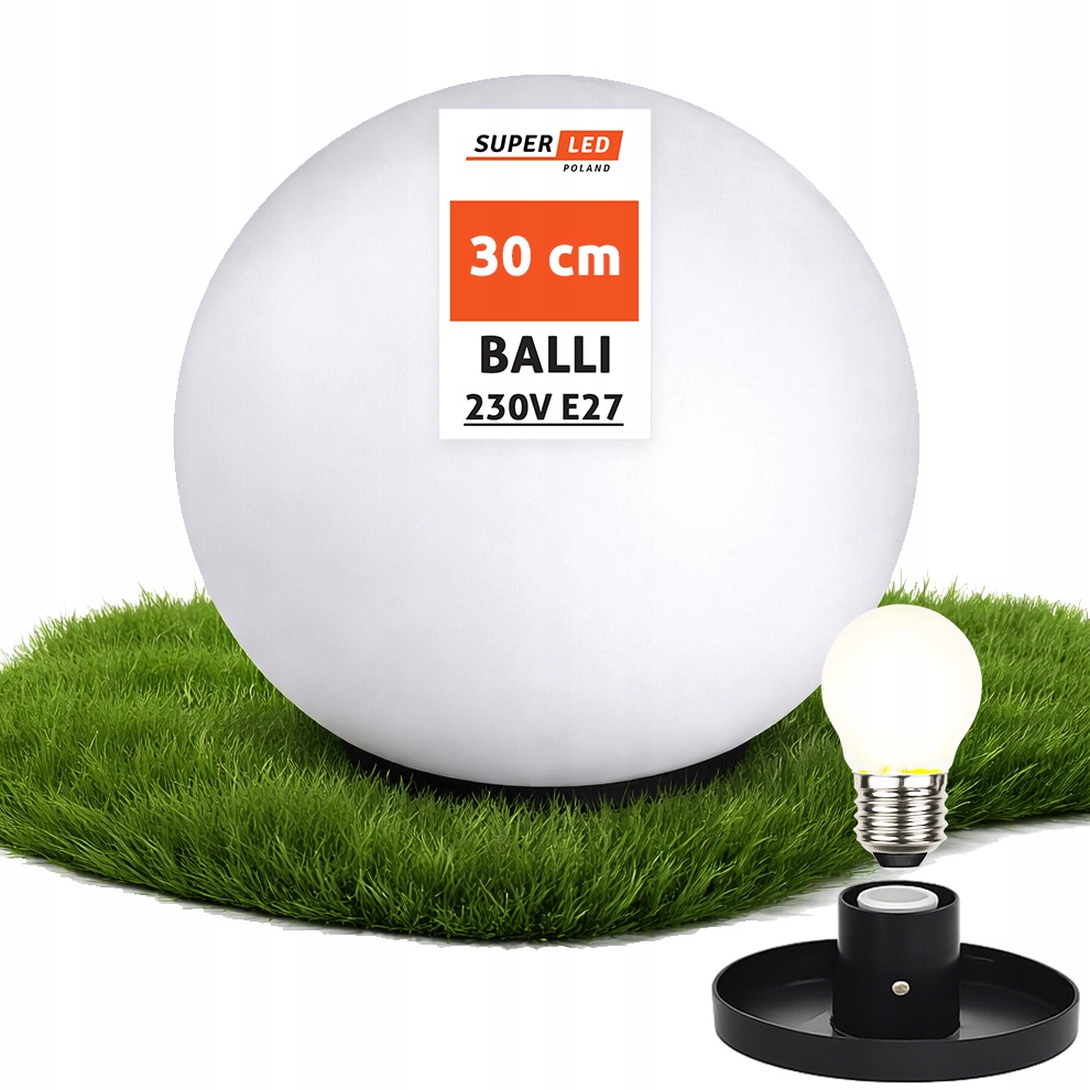 Lampa ogrodowa Led Kula wbijana 30 cm 230V na żarówkę E27