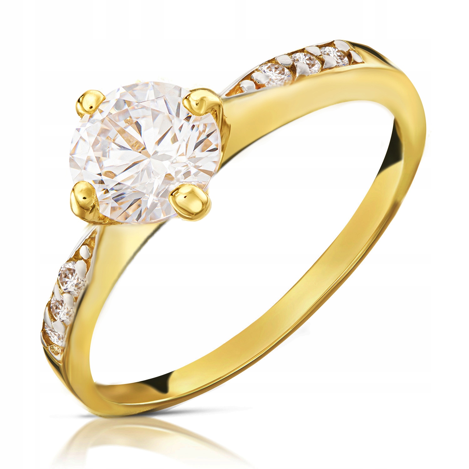 

Złoty Pierścionek Zaręczynowy 585 14K Cyrkonia r20