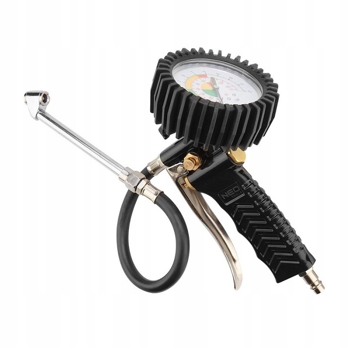 NEO PISTOLET ALU DO POMPOWANIA KÓŁ Z MANOMETREM 63mm długi 300mm