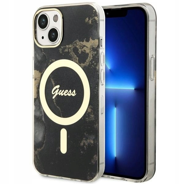 Pouzdro Pro Iphone 14 PLUS/15 Plus 6.7 Guess Zlatý Mramor Magsafe