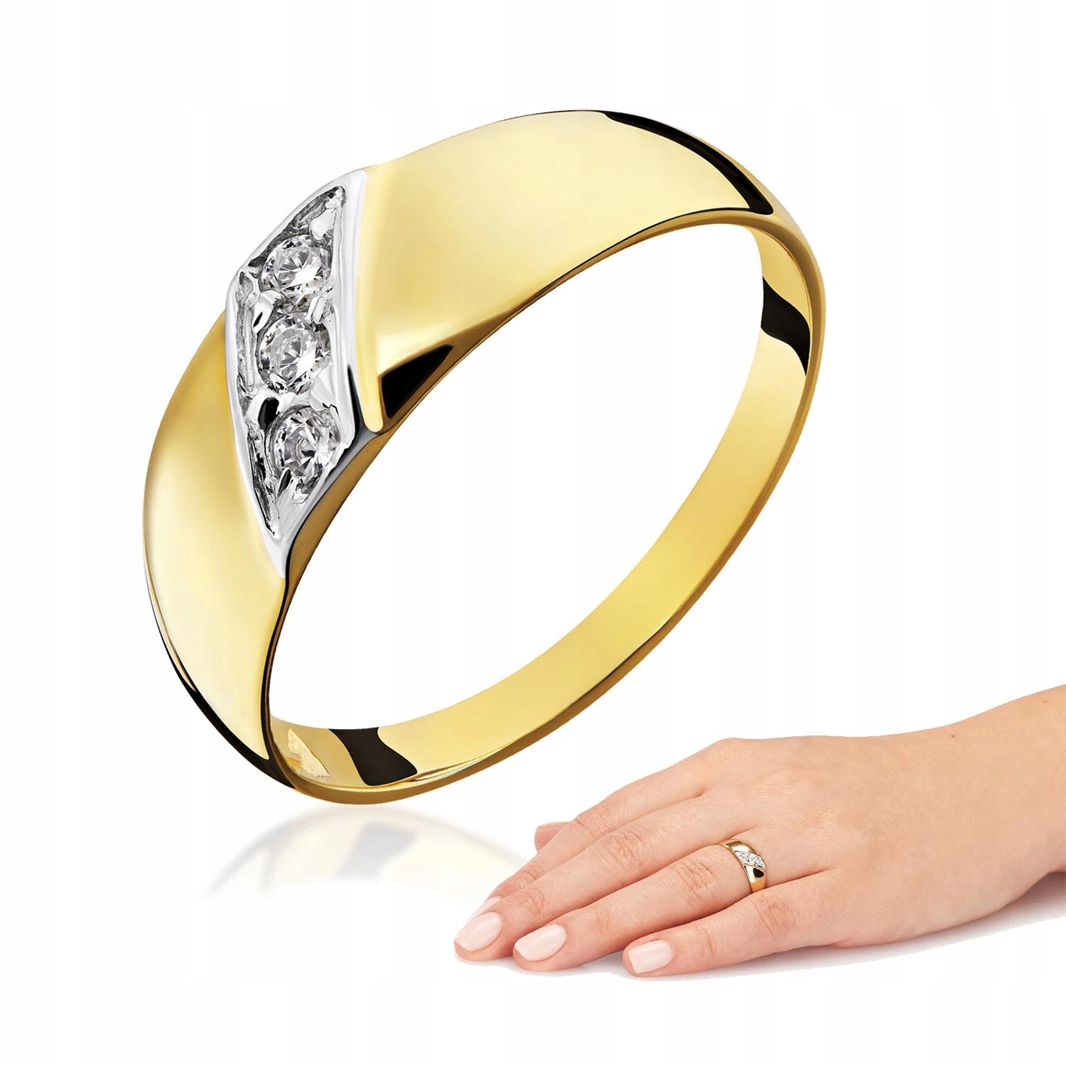 Prstýnek 585 Zlatý Se Zirkony Velikost 11