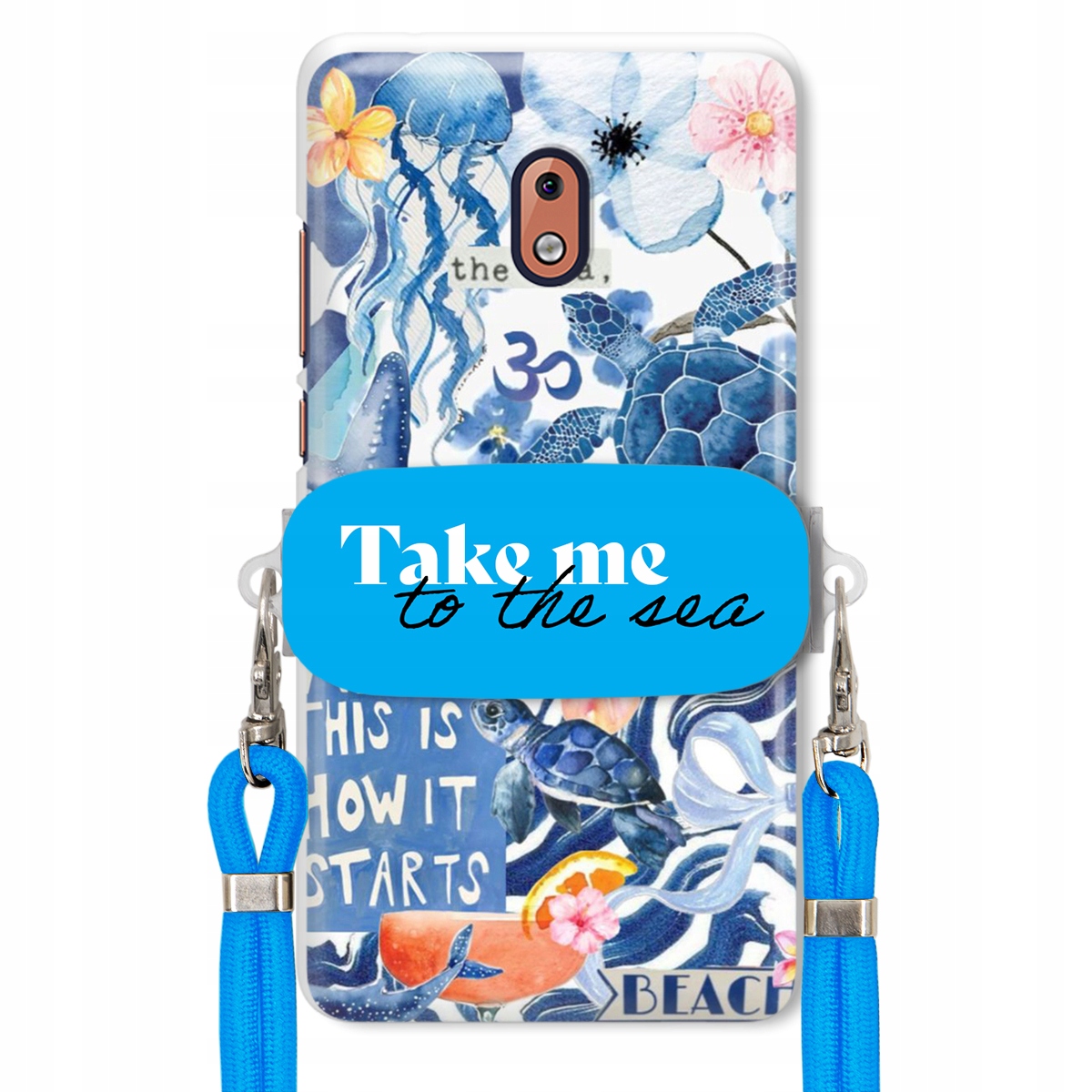 Puzdro pre Nokia 2.1 Modré Crossbody vodítko držiak Take Me To The Sea Top