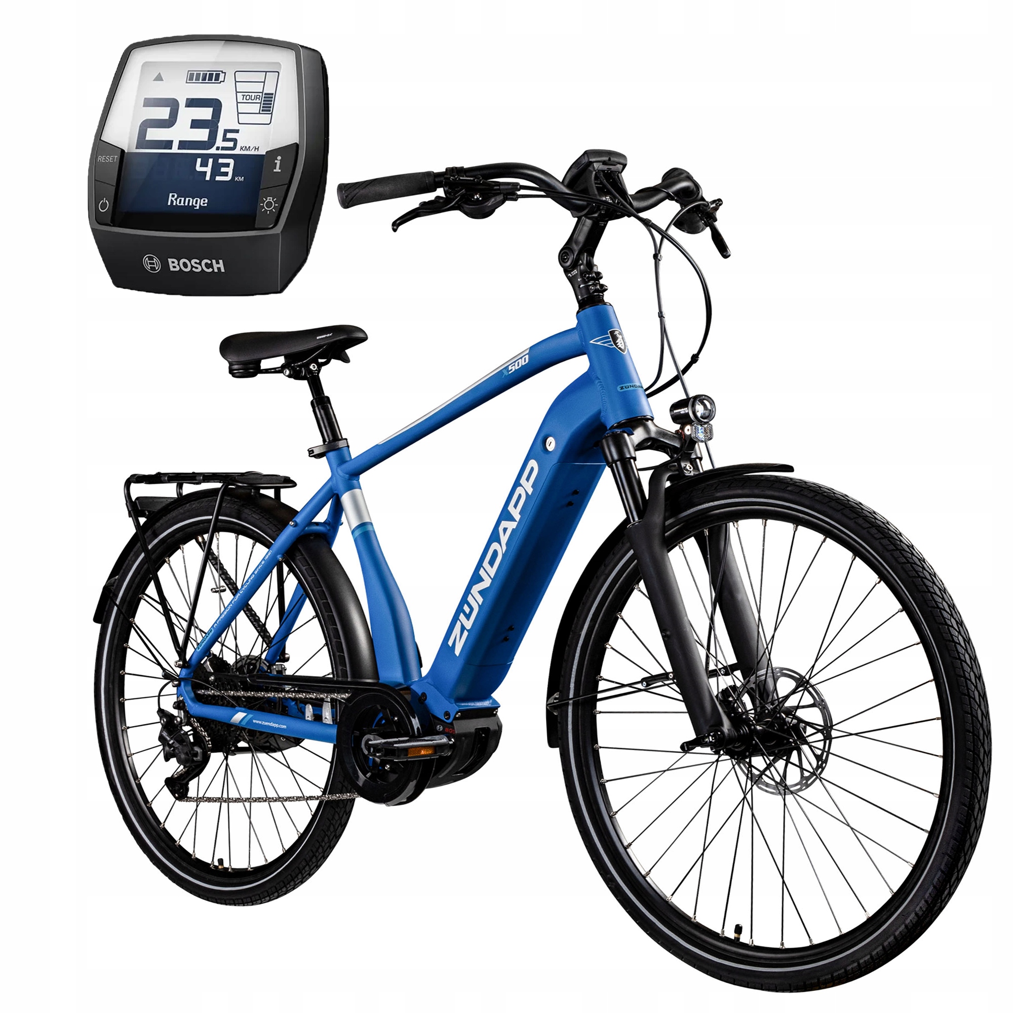 Rower elektryczny trekkingowy Zundapp X500 28" 250W Bosch 51cm niebieski