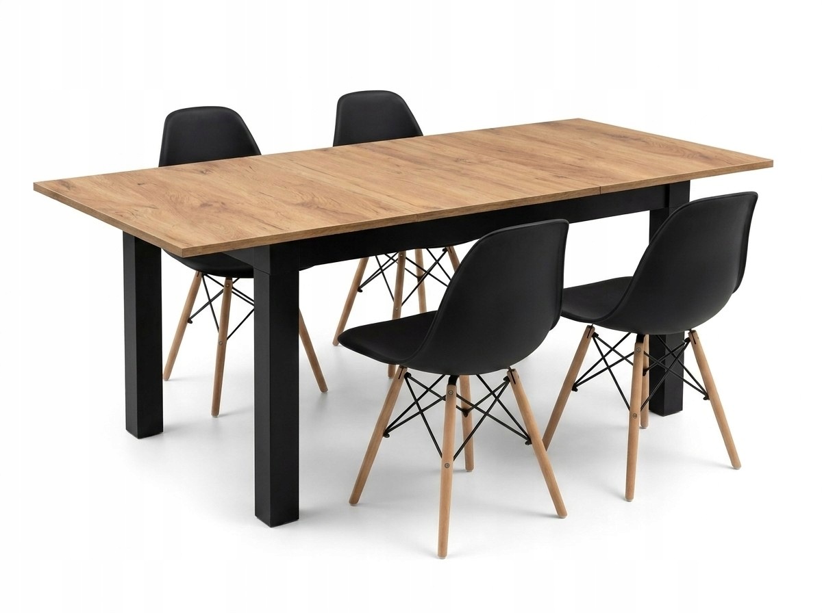 Rozkládací stůl Craft 120/160x80 4 skandinávské židle černé