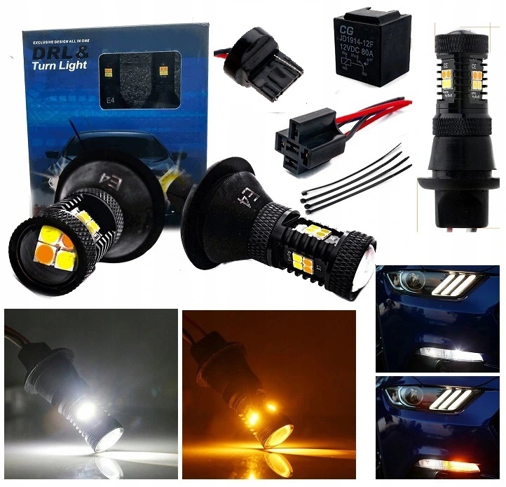 Kierunkowskazy Dzienne LED 2w1 DRL Wy21W T20 USA