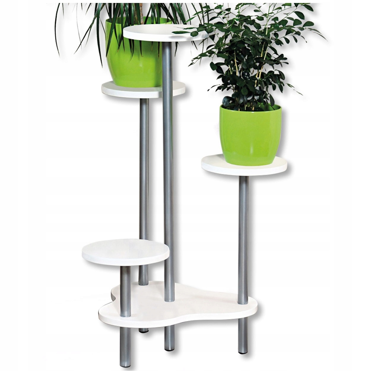 Velký Držák Na Květináč Stojan na čtyři květiny bílý, víceúrovňový, moderní, 72 cm