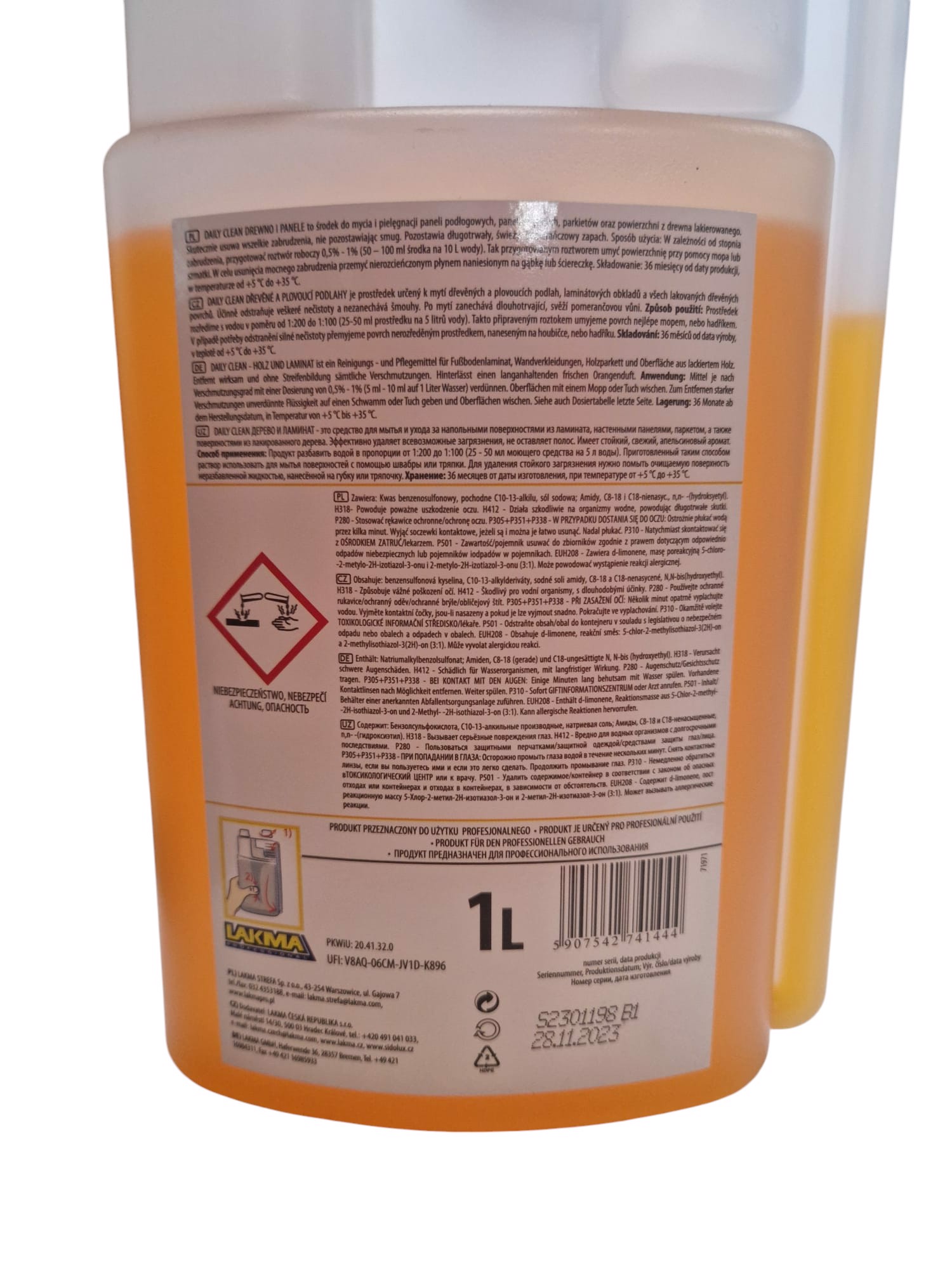 Tekutina Daily Clean 1L Lakma dřevo a panely 1 Ks