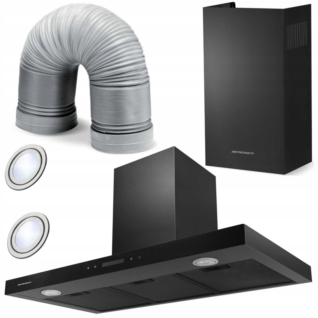 Kuchyňská digestoř 90 cm černá Berdsen BE-90S