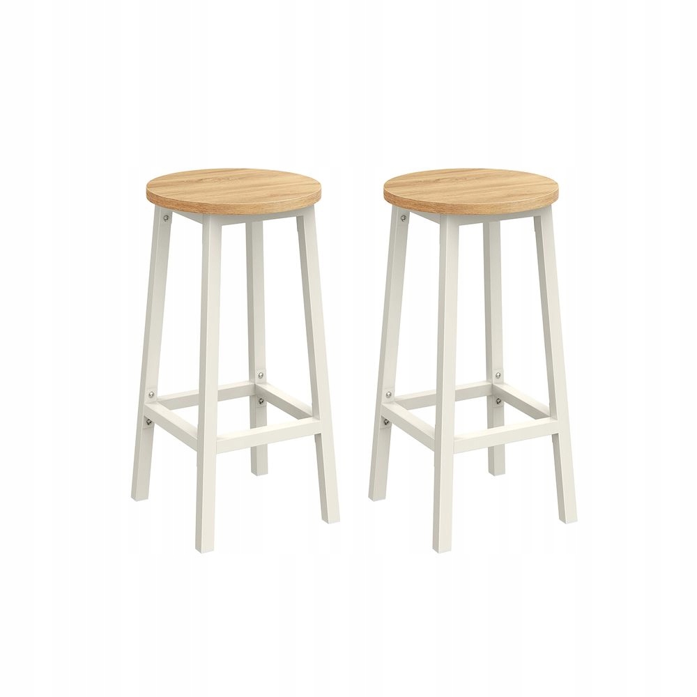 Sada 2 x barová židle, barová stolička, stolička, světlý dub bílá barva Vasagle