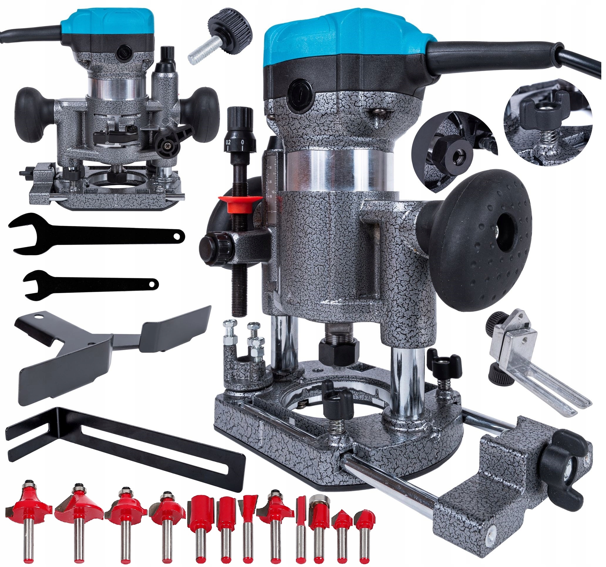 Frezarka Górnowrzecionowa Do Drewna 2400W Frezy Zestaw Mocna Odciąg Bavaria