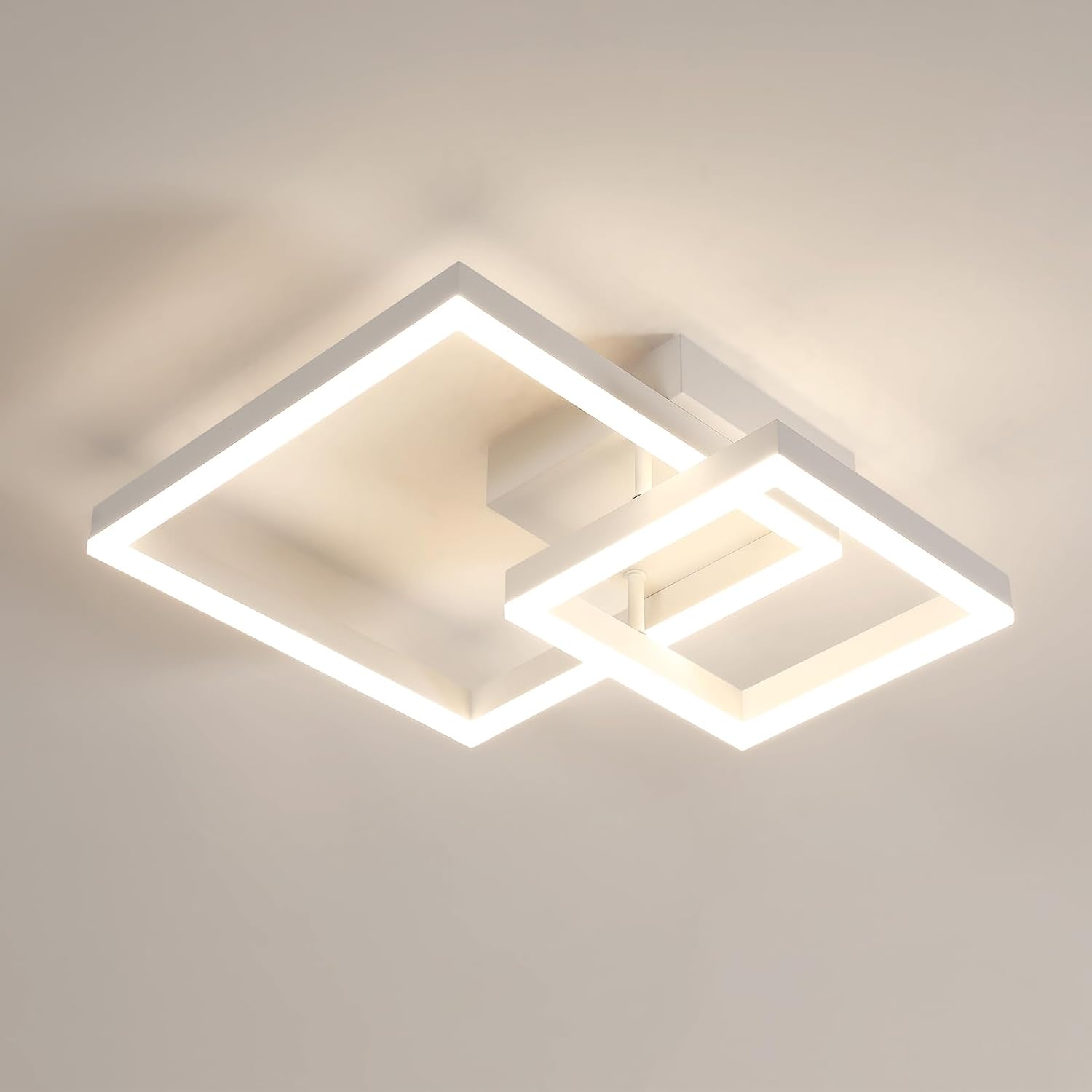 Lampa Sufitowa Led Żyrandol Biały Kwadrat Nowoczesna Do Salonu 36W 4500K