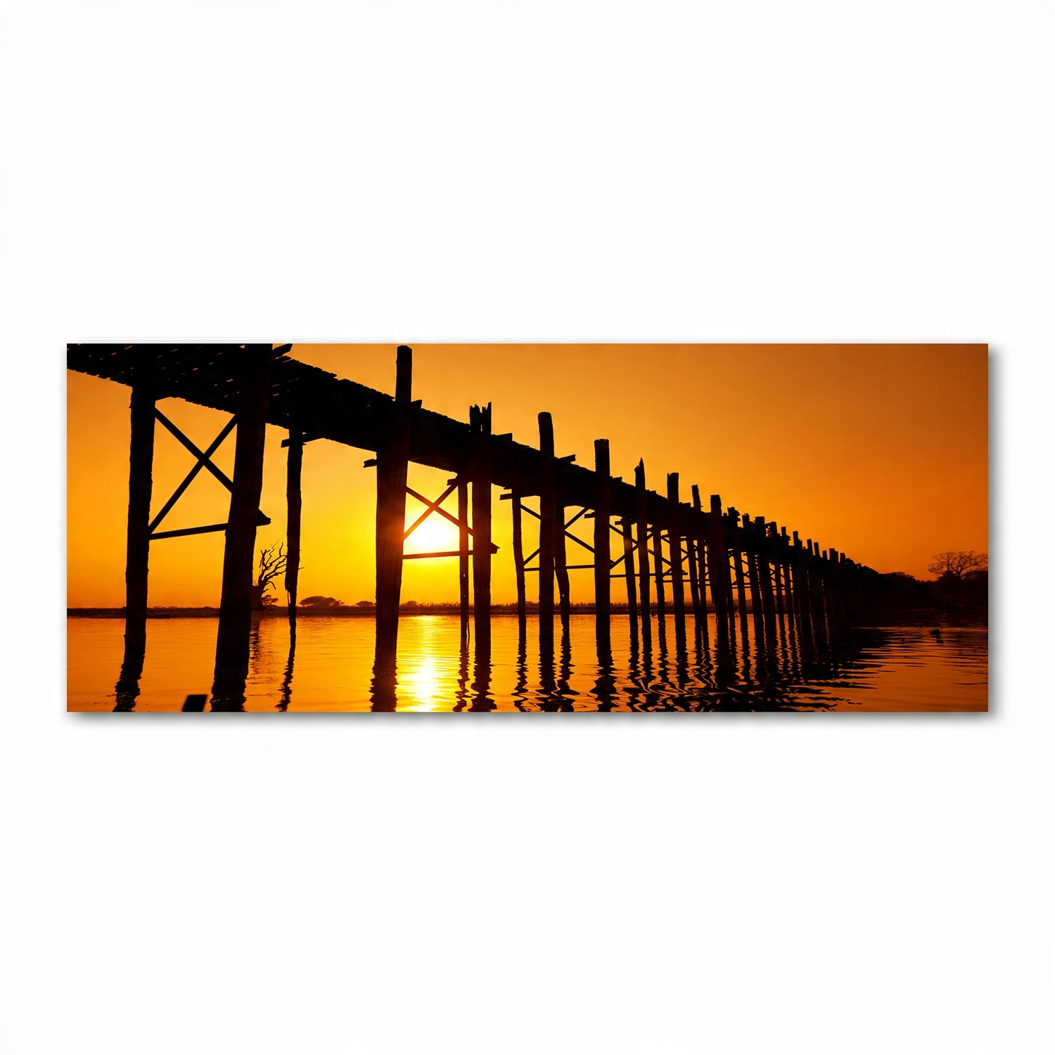 

Foto obraz szkło akryl Most zachód słońca 125x50cm