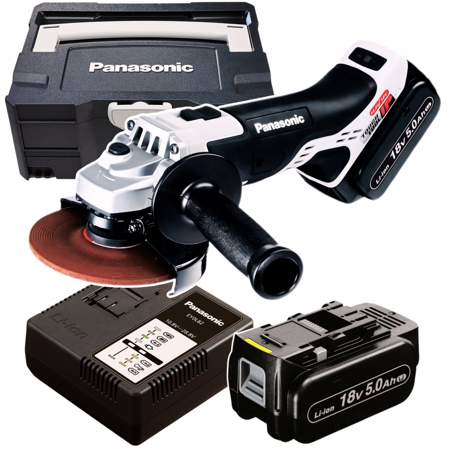 Szlifierka kątowa Panasonic EY46A2 18V 125 mm 2x 5.0Ah Ładowarka Systainer