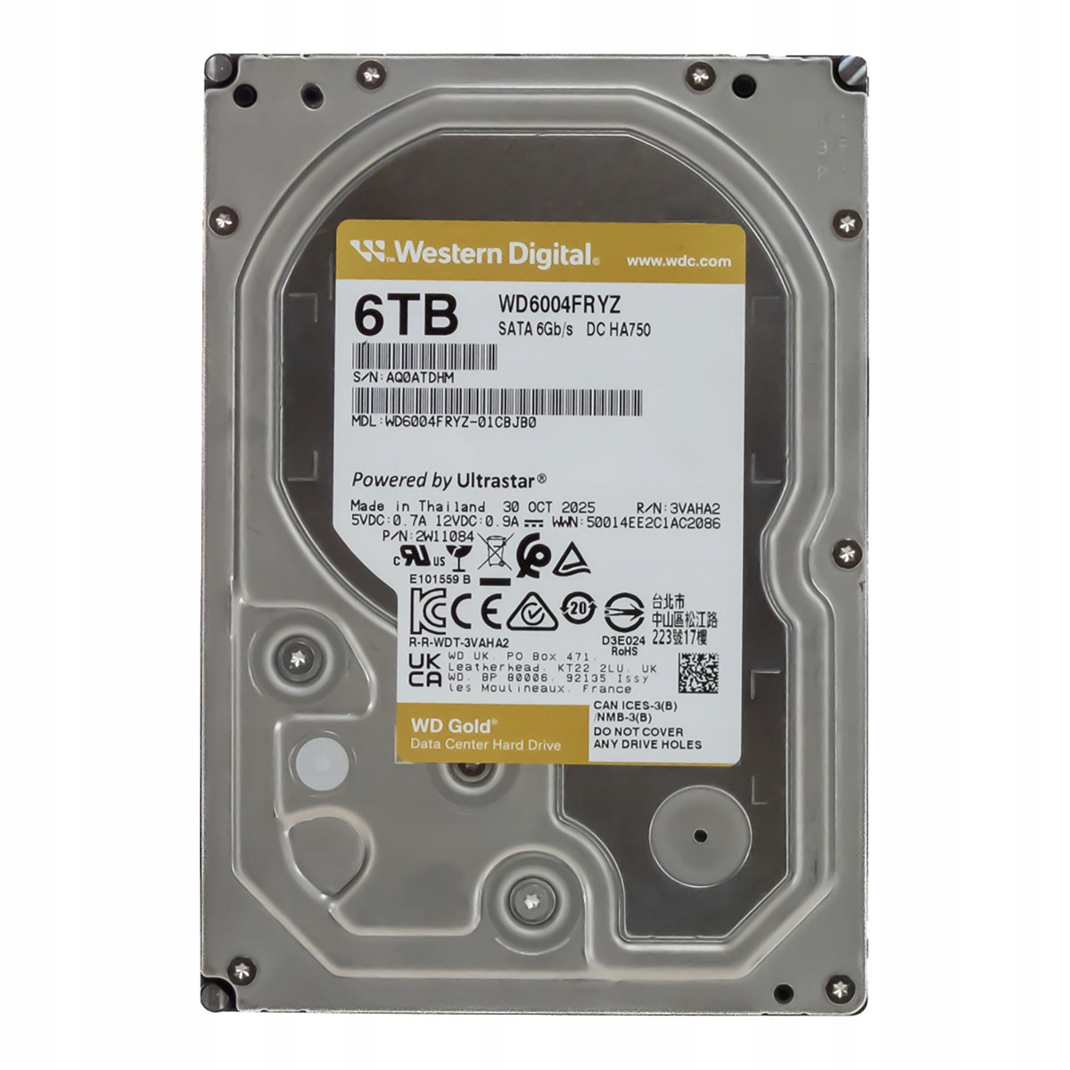 Wd Gold 6TB 7.2K 256MB Sata III 3.5'' WD6004FRYZ