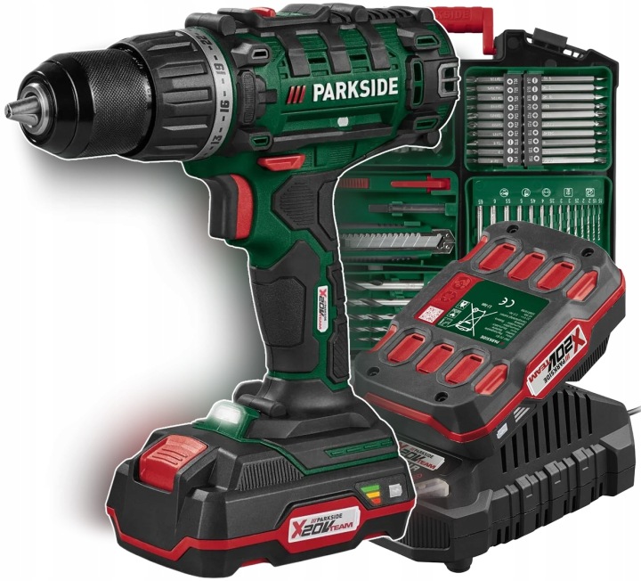 Parkside Akumulatorowa Wiertarko-Wkrętarka Pabs 20-Li G8 2 Aku i Ład