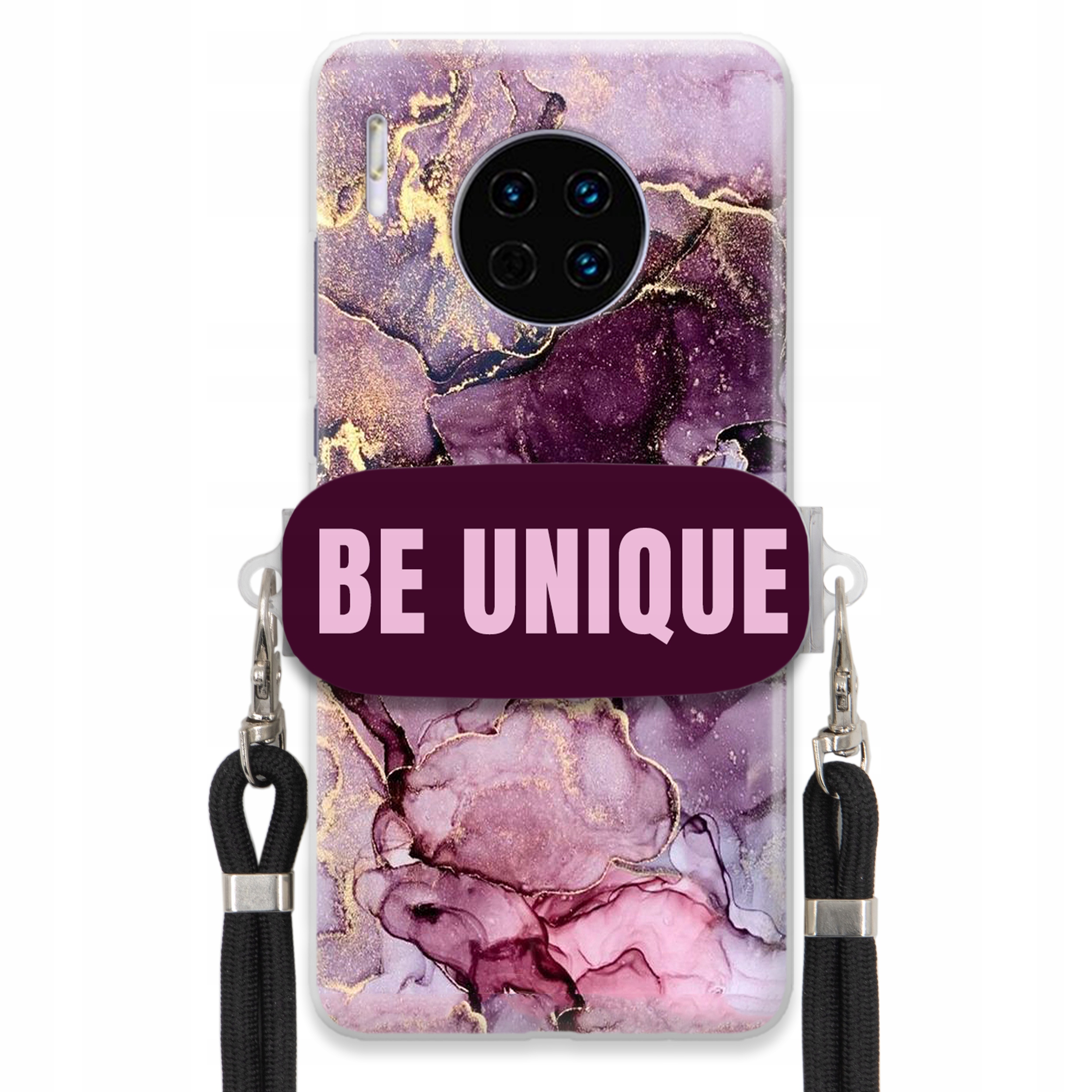 Puzdro pre Huawei Mate 30 Pro držiak na šnúrku Čierny fialový mramor