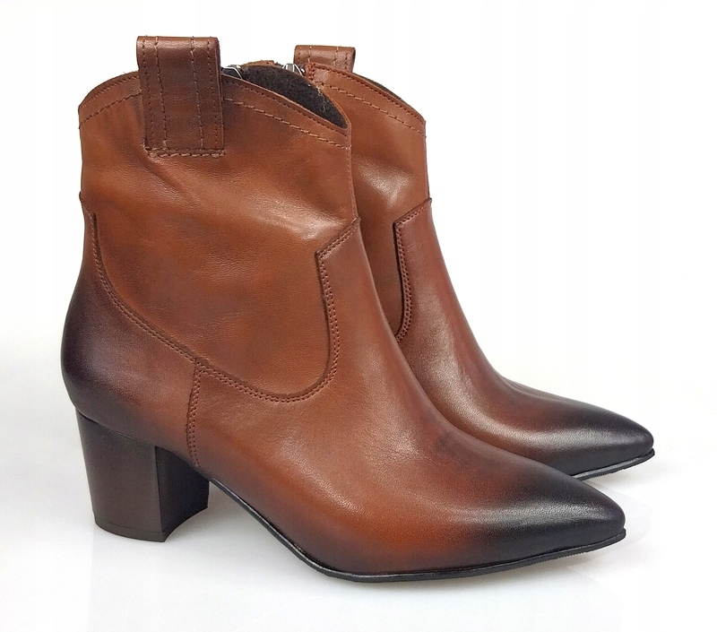 Kotníkové Boty Na Sloupku 5,5 cm, Přírodní Kůže (462) 36