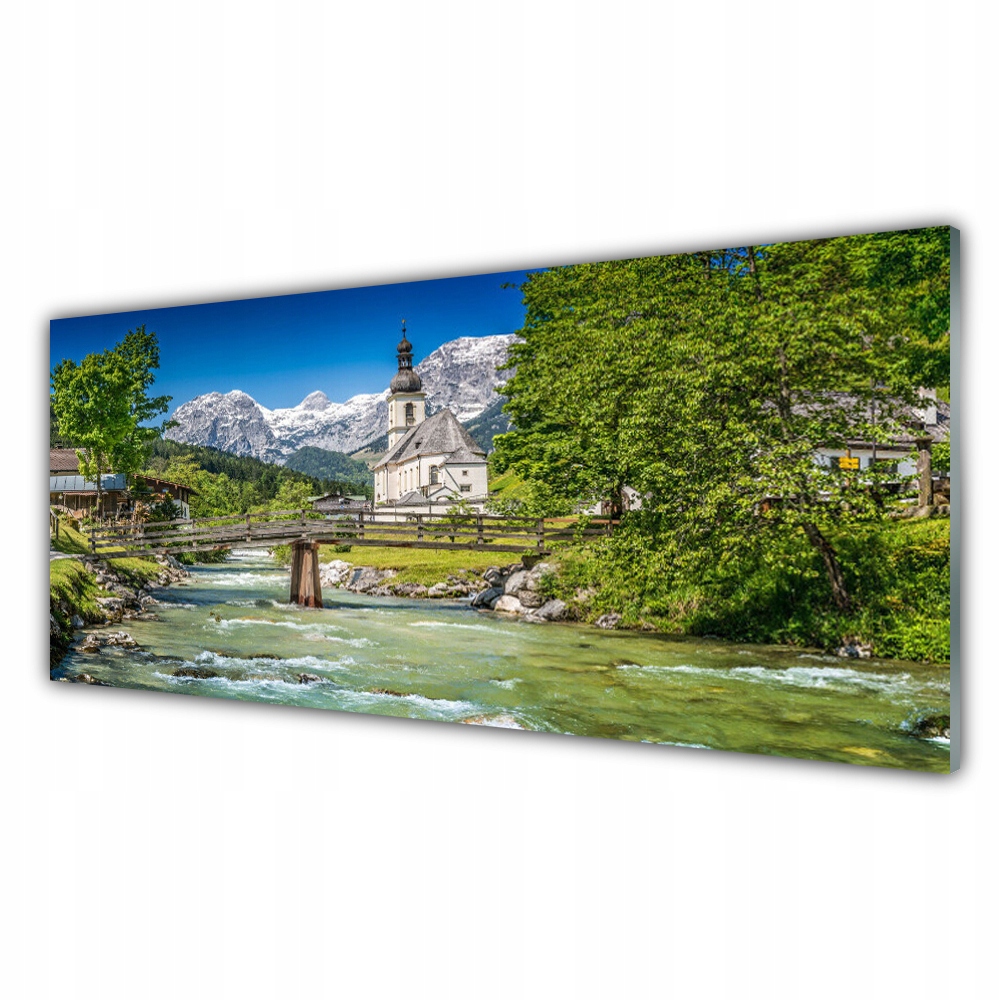 

Fotoobraz akryl 125x50 Kościół Most Jezioro Natura