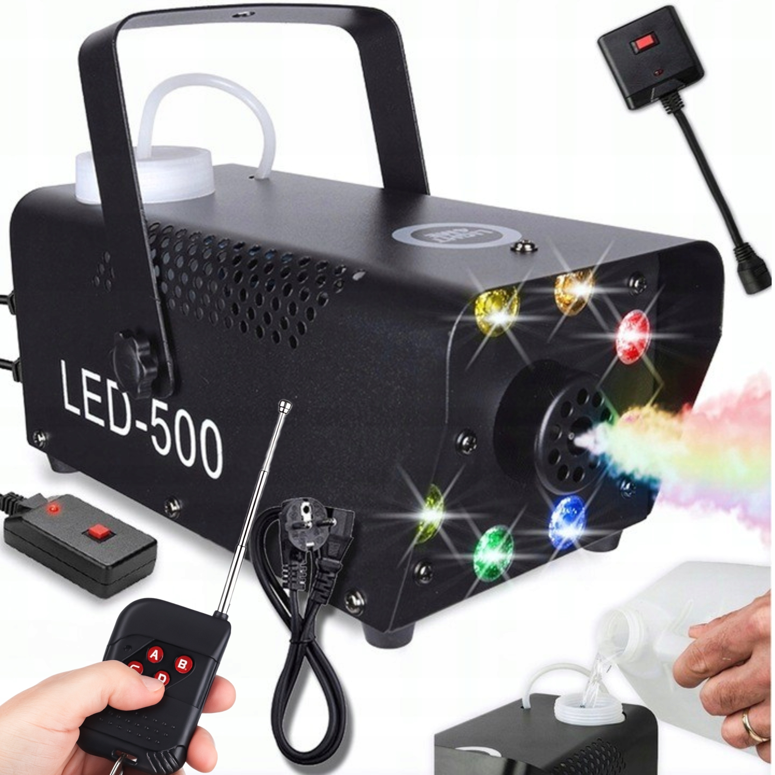 Výkonný Generátor Mlhy 500W S 8 Led Rgb Diodami Dálkové Ovládání