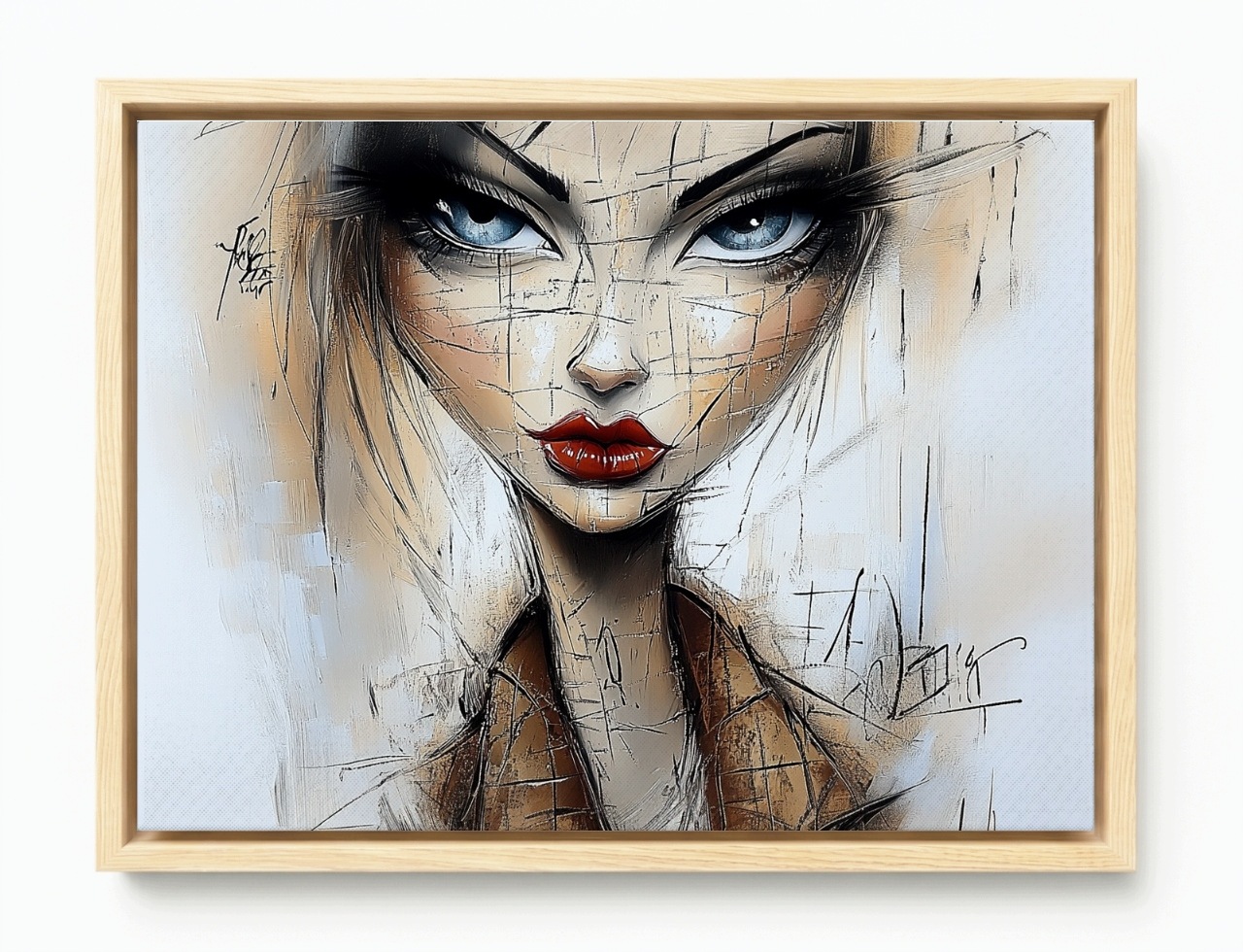 Obraz Rám American Box Moderní Portrét Žena Skica Modern Art 80x60