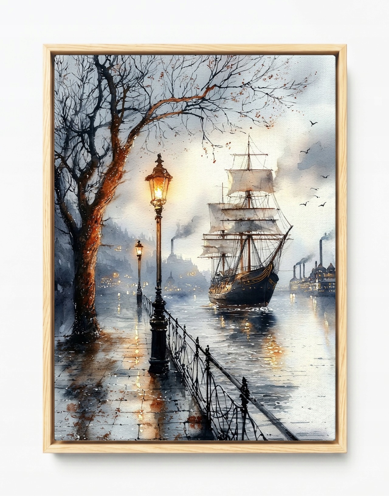 Obraz Rama American Box Mesto Port Kanál Promenáda Námorná Loď Plachta 60x80
