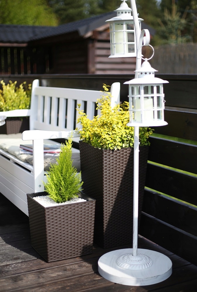 LAMELA Doniczka FINEZJA 19h37 BIAŁY RATTAN Szerokość produktu 19 cm